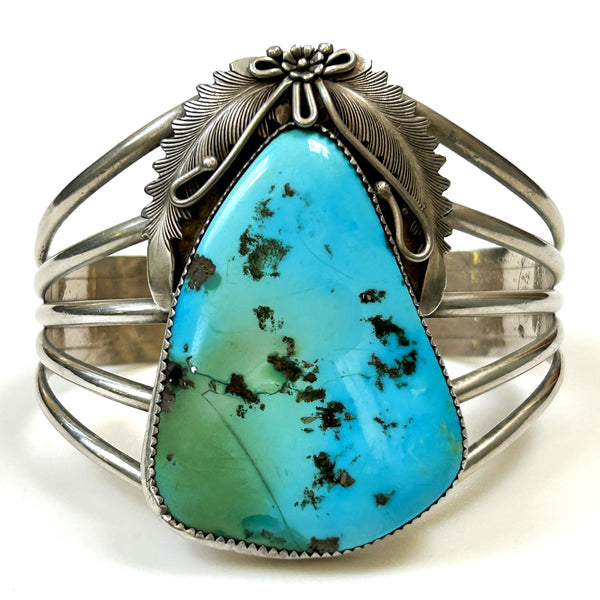 Silver and Turquoise Navajo Bangle by Peterson Johnson