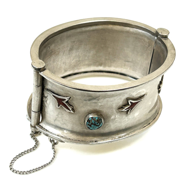 Vintage Decorated Silver Bangle Bracelet