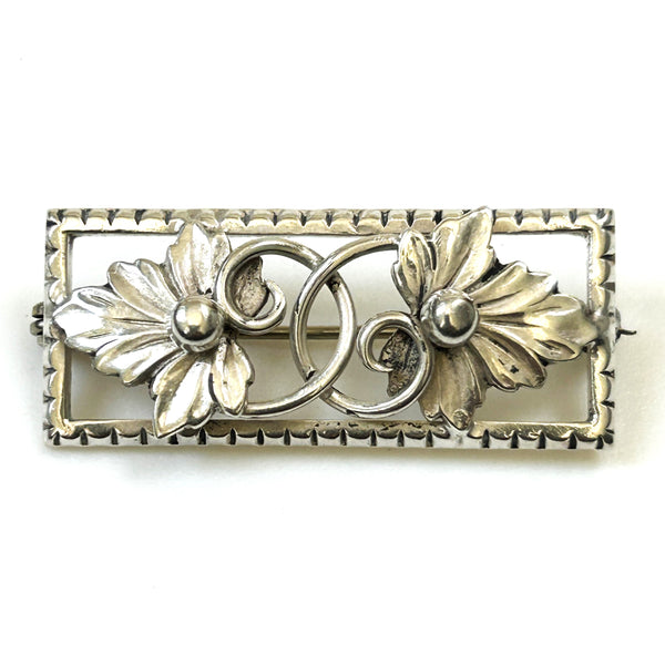 Vintage Silver “Two Leaf” Brooch by Candida