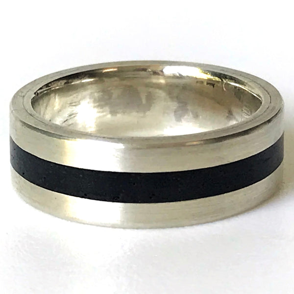 Sterling Silver and African Black Wood Ring