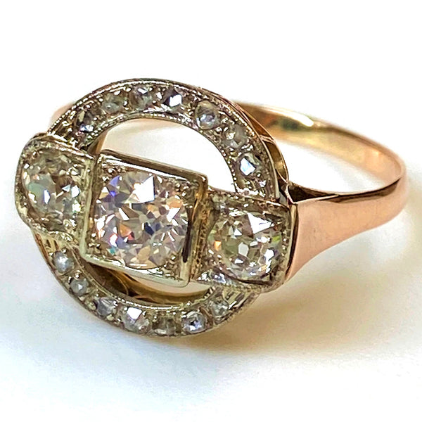 Antique 14ct Rose and White Gold, and Diamond Ring