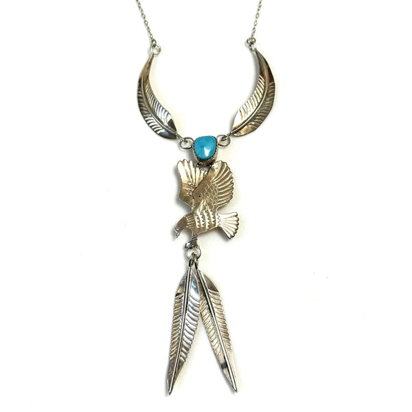 Silver and Turquoise Navajo “Soaring Eagle” Necklace