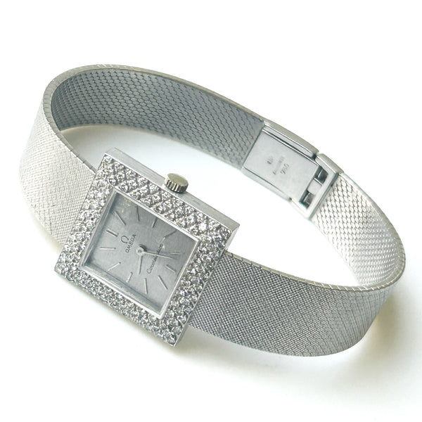 Vintage 18ct White Gold and Diamond Omega Watch