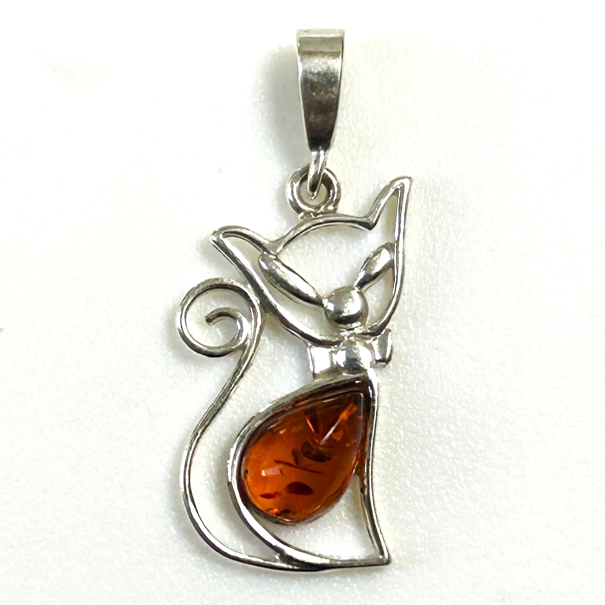 Sterling Silver and Amber “Cat” Pendant