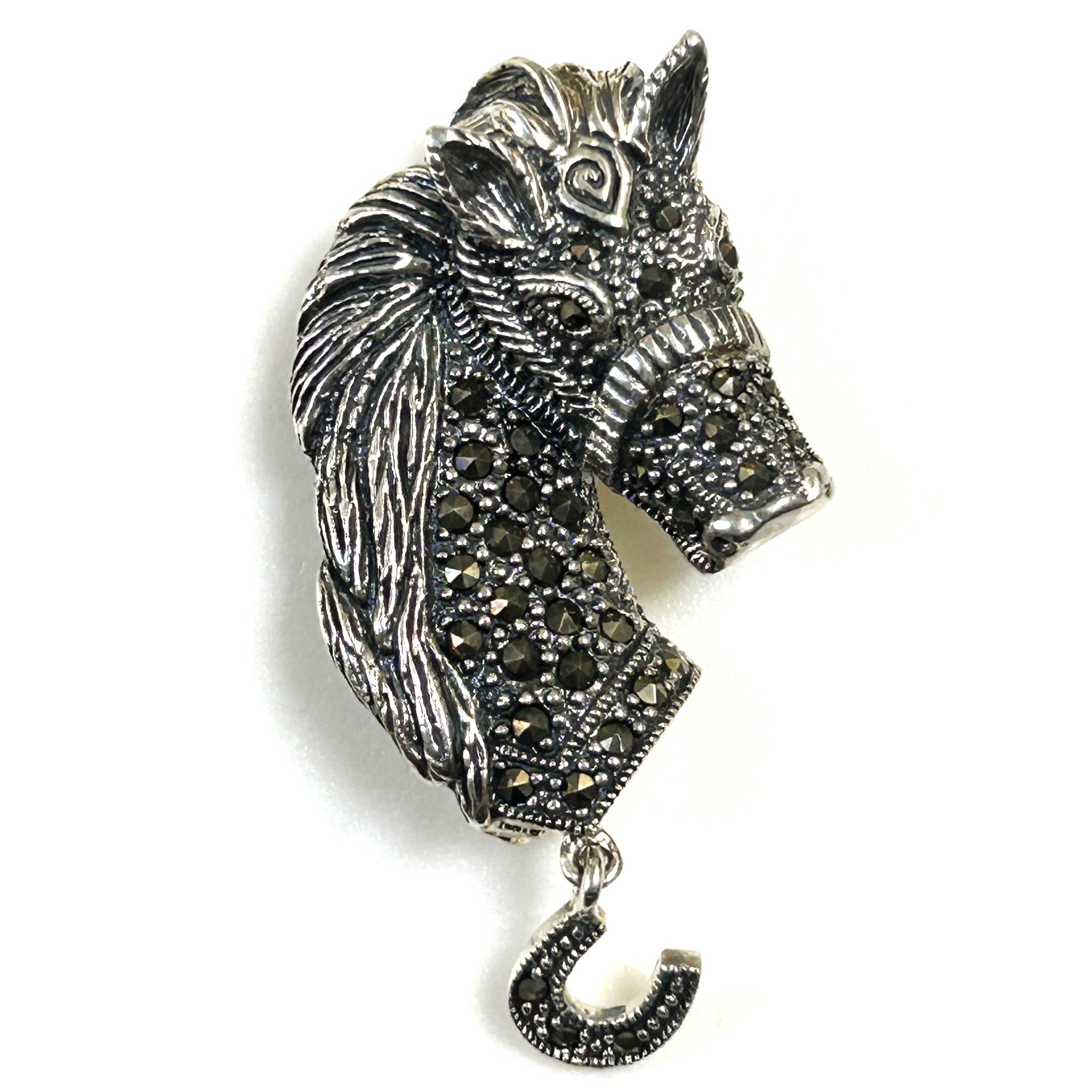 Sterling Silver and Marcasite “Horse” Pendant Brooch