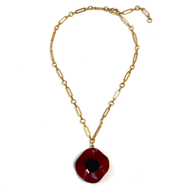 Cilea Bijoux Paris “Anemone” Flower Pendant Necklace