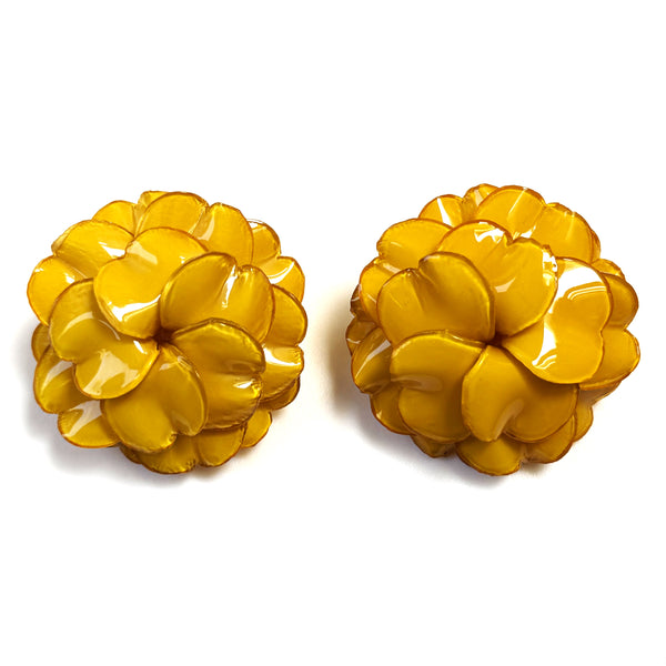 Large Yellow Cilea Bijoux Paris “Geranium” Clip-on Earrings