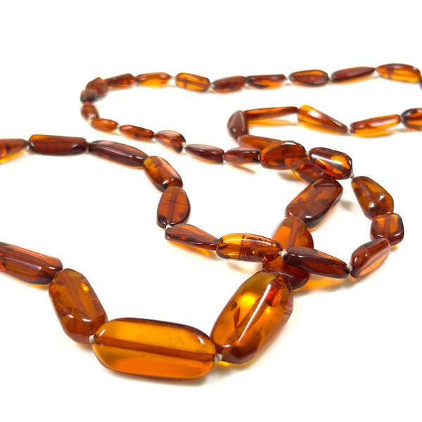 Long Amber Bead Necklace
