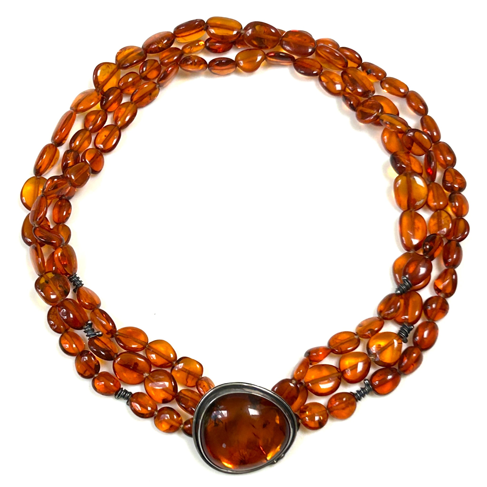 Sterling Silver and Amber Necklace