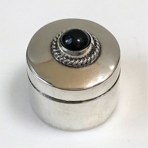 Sterling Silver and Onyx Pillbox