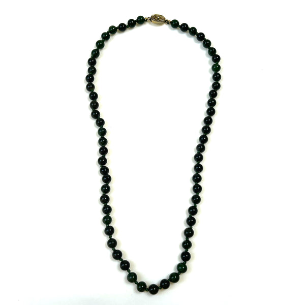 Vintage Green Gemstone Bead Necklace