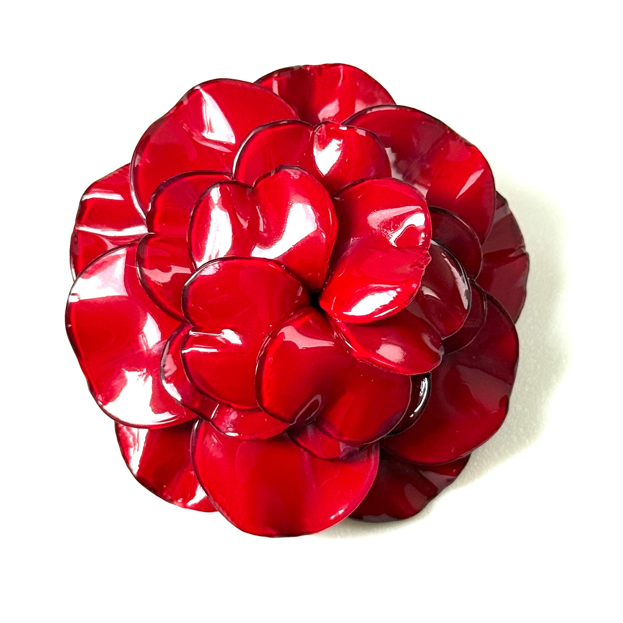 Large Handmade Cilea Bijoux Paris Red “Geranium” Brooch
