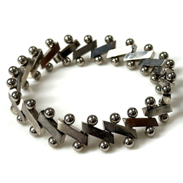 Vintage Geometric Sterling Silver Bracelet