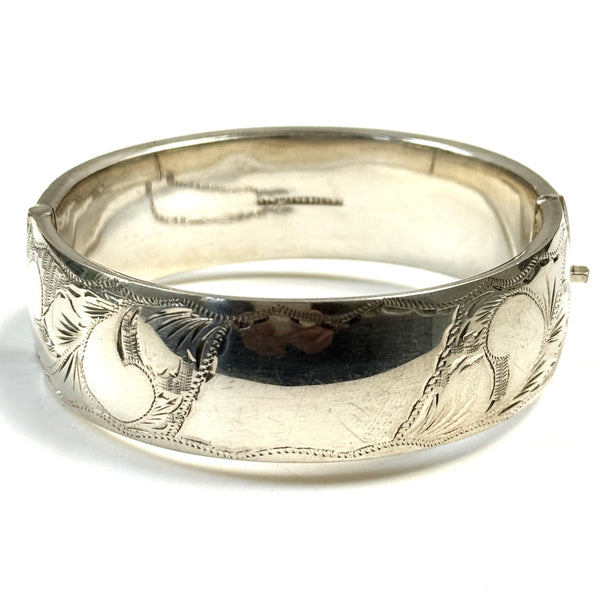 Vintage Sterling Silver Hinged Bangle Bracelet