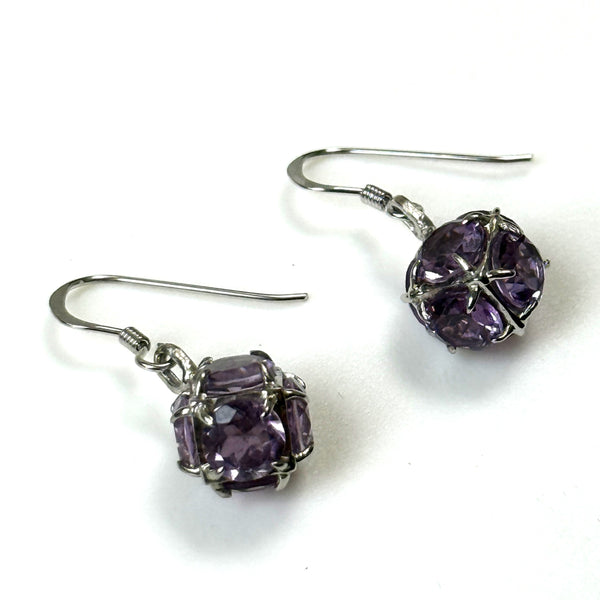 Sterling Silver and Amethyst Drop Earrings