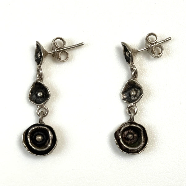 Vintage Sterling Silver “Poppy Flower” Drop Earrings