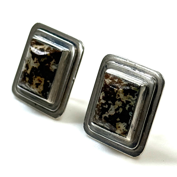 Bircher Haglund Sterling Silver and Jasper Screw-on Earrings