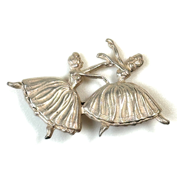 Vintage Silver “Two Ballerinas” Brooch