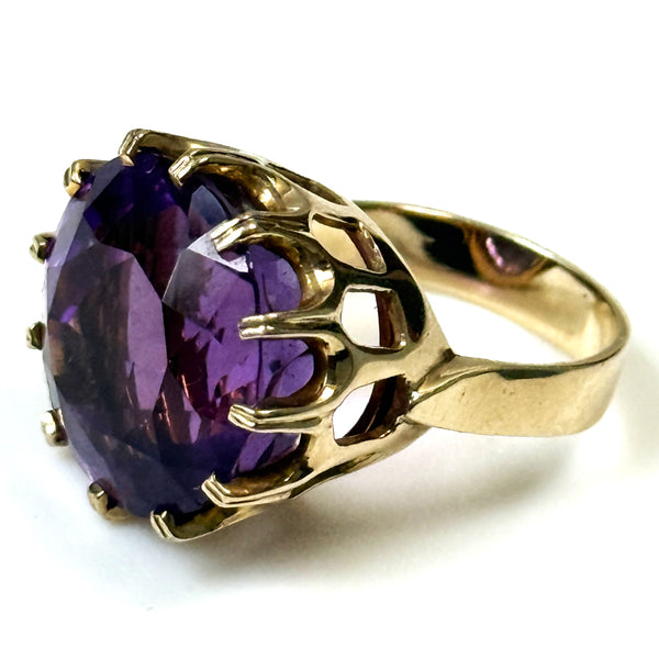 Vintage 9ct Yellow Gold and Amethyst Dress Ring