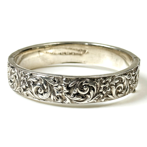 Vintage Sterling Silver Hinged Bangle Bracelet