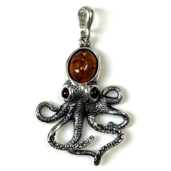 Sterling Silver and Amber “Octopus” Pendant