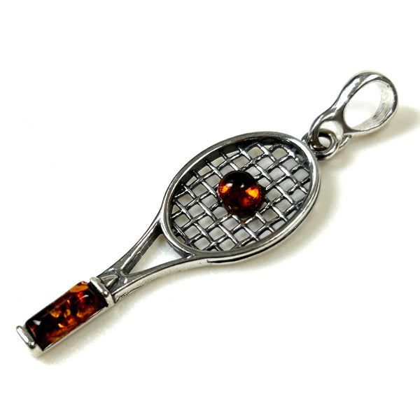 Sterling Silver and Amber “Tennis Racquet” Pendant