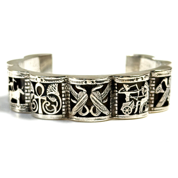 Vintage Egyptian Sterling Silver Cuff Bracelet