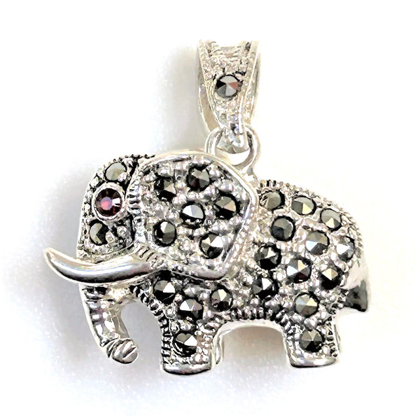 Sterling Silver and Marcasite “Elephant” Pendant
