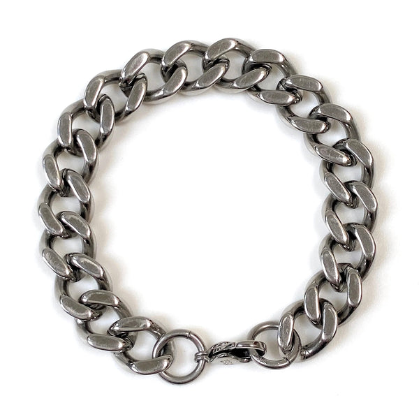 Stainless Steel Diamond-cut Curb Chain Bracelet