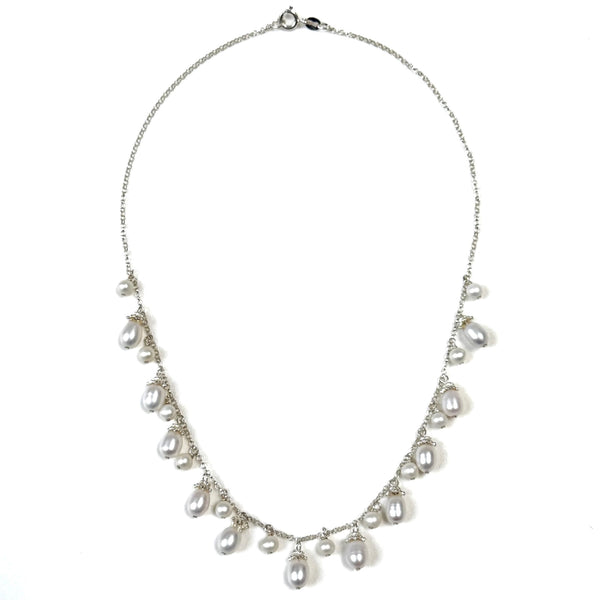 Sterling Silver and Pearl “Charm” Necklace