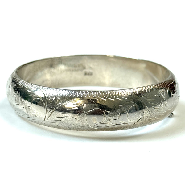 Vintage Sterling Silver Hinged Bangle Bracelet