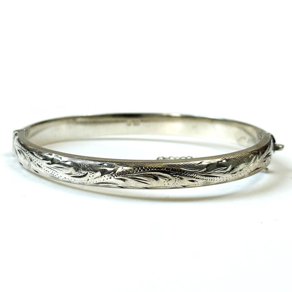 Vintage Sterling Silver Hinged Bangle Bracelet