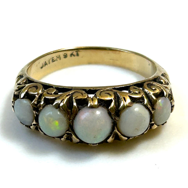 9ct Gold and Opal Semi-Eternity Ring
