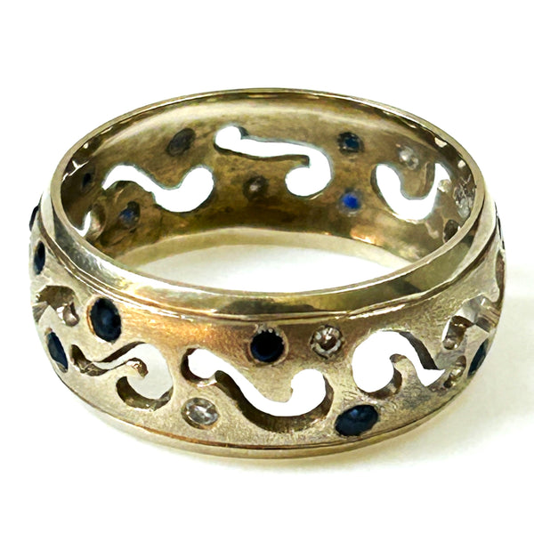 9ct Gold, Sapphire and Diamond Ring