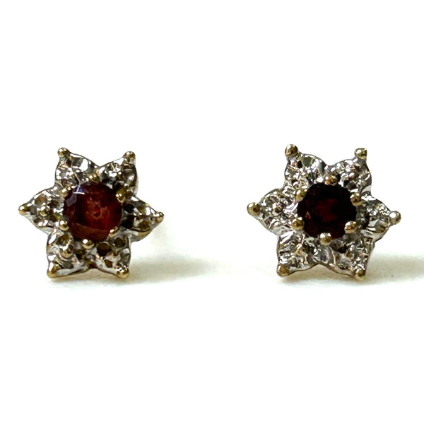 Small 9ct Yellow Gold and Garnet Stud Earrings