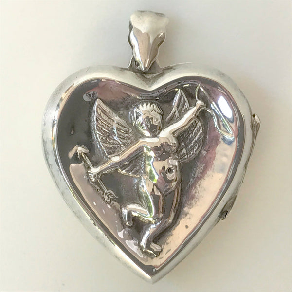 Heart-Shaped Sterling Silver "Cupid" Locket Pendant