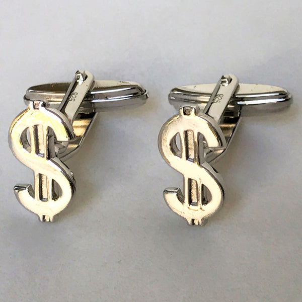 Sterling Silver "$" Dollar Symbol Cufflinks