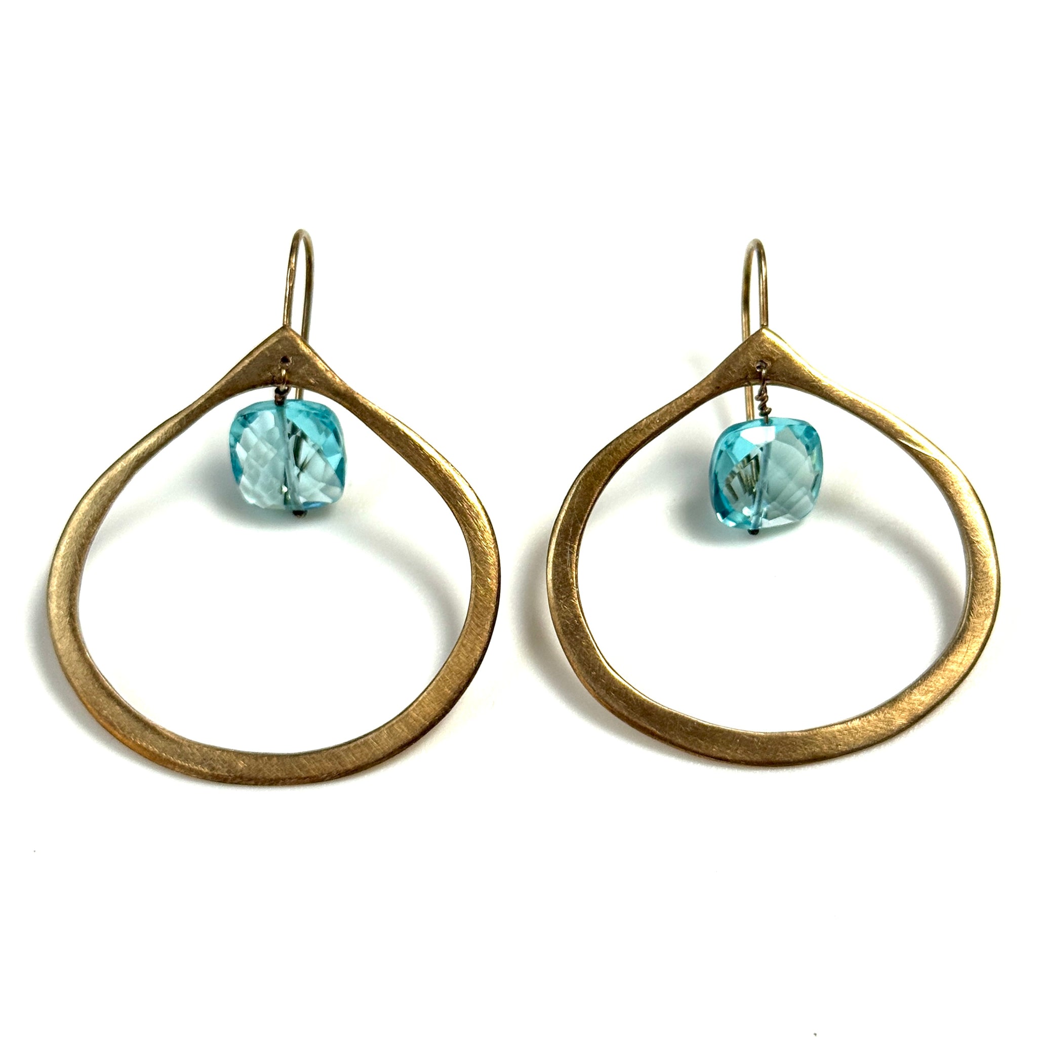 Gilded Sterling Silver and Blue Topaz Drop Earrings