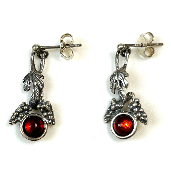 Sterling Silver and Amber Drop Earrings