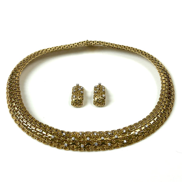 Vintage 18ct White Gold and Diamond Necklace and Earrings