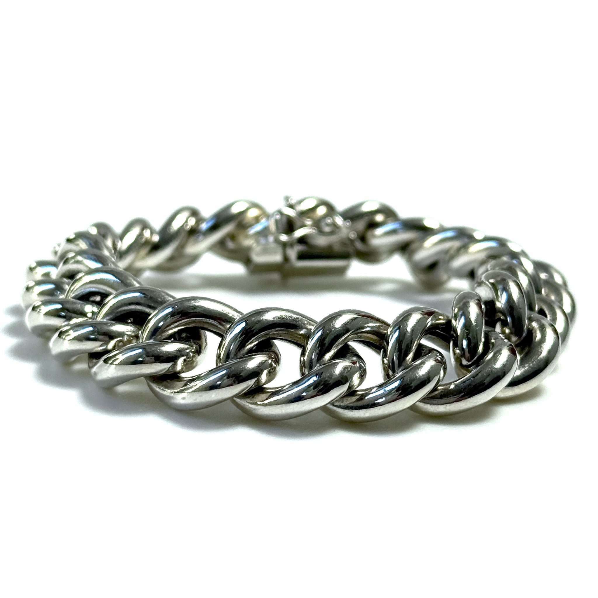 Vintage Sterling Silver Chunky Curb Link Bracelet