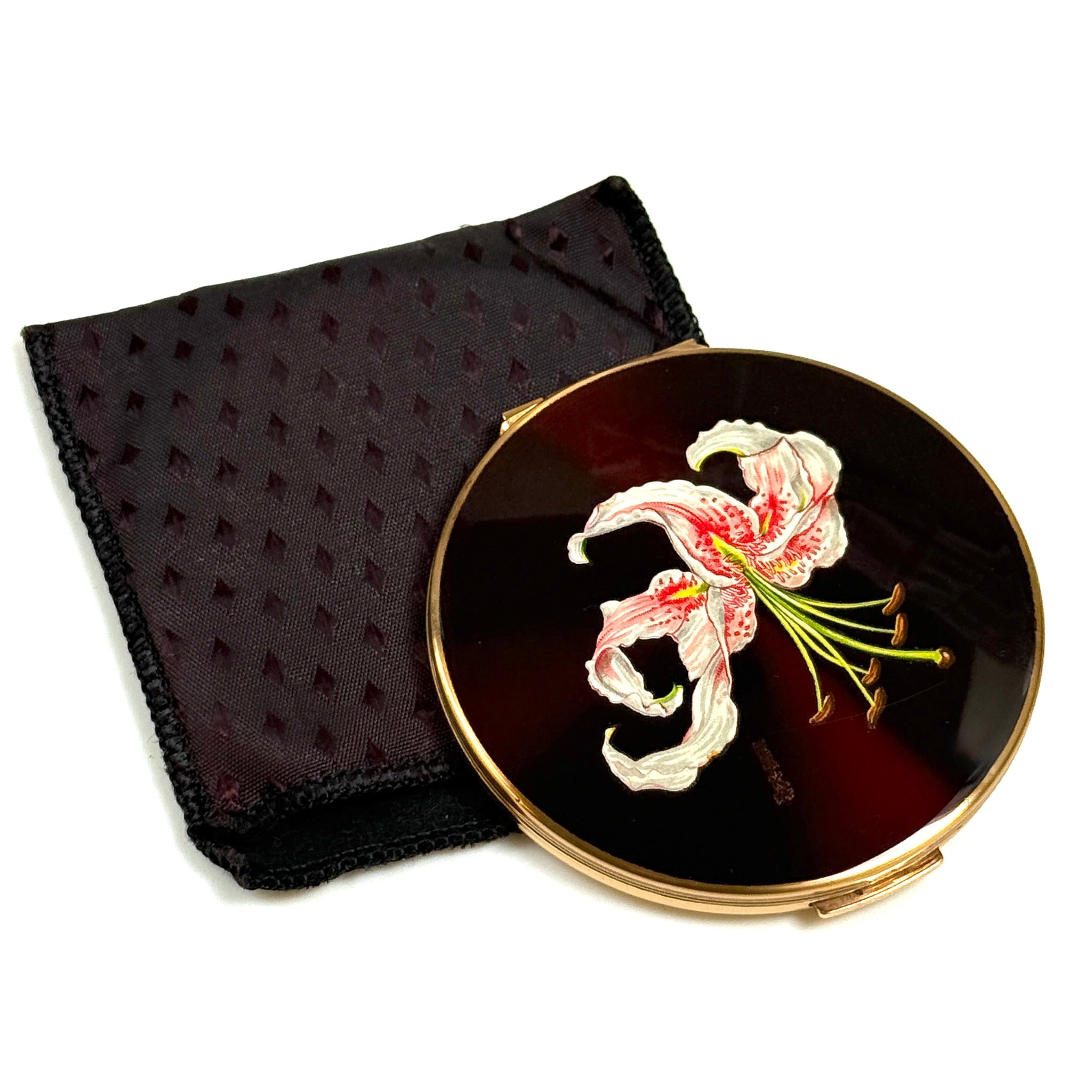 Vintage Stratton Floral Enamel Powder Compact