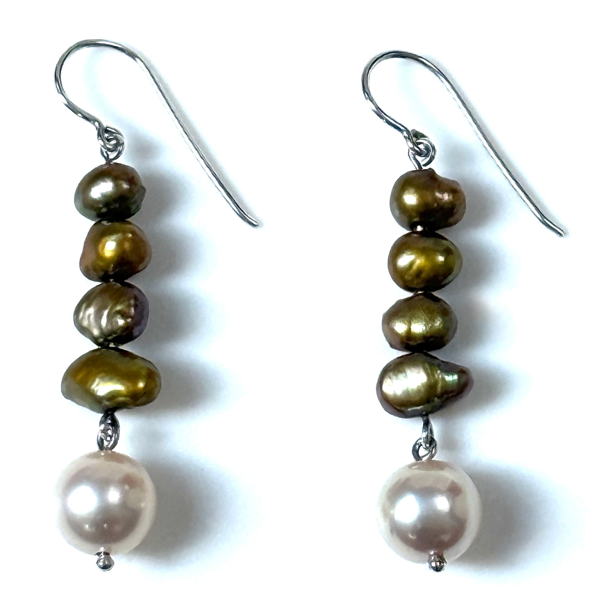 Handmade Silver and Freshwater Pearl Drop Earrings by Alex Hyslop