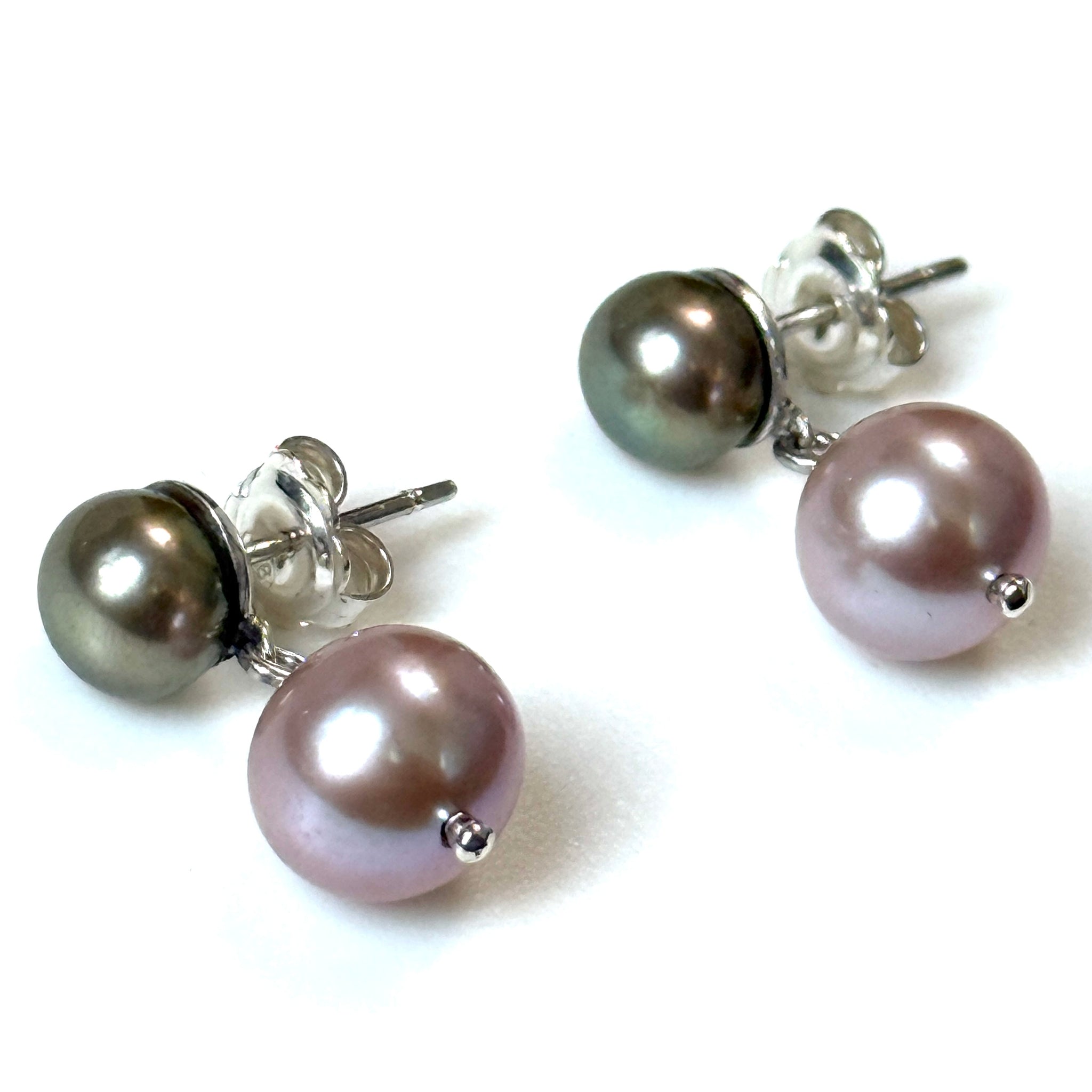 Handmade Silver and Pearl Drop Earrings by Alex Hyslop