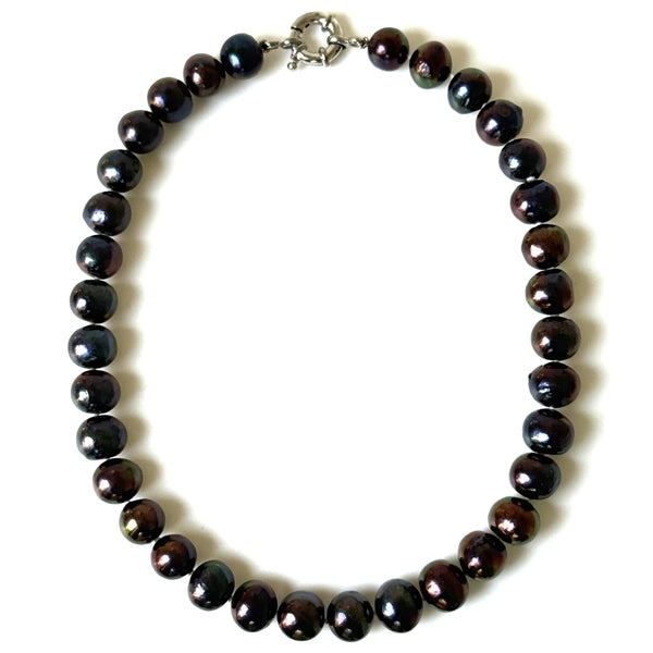 Vintage Silver and Baroque Pearl Necklace