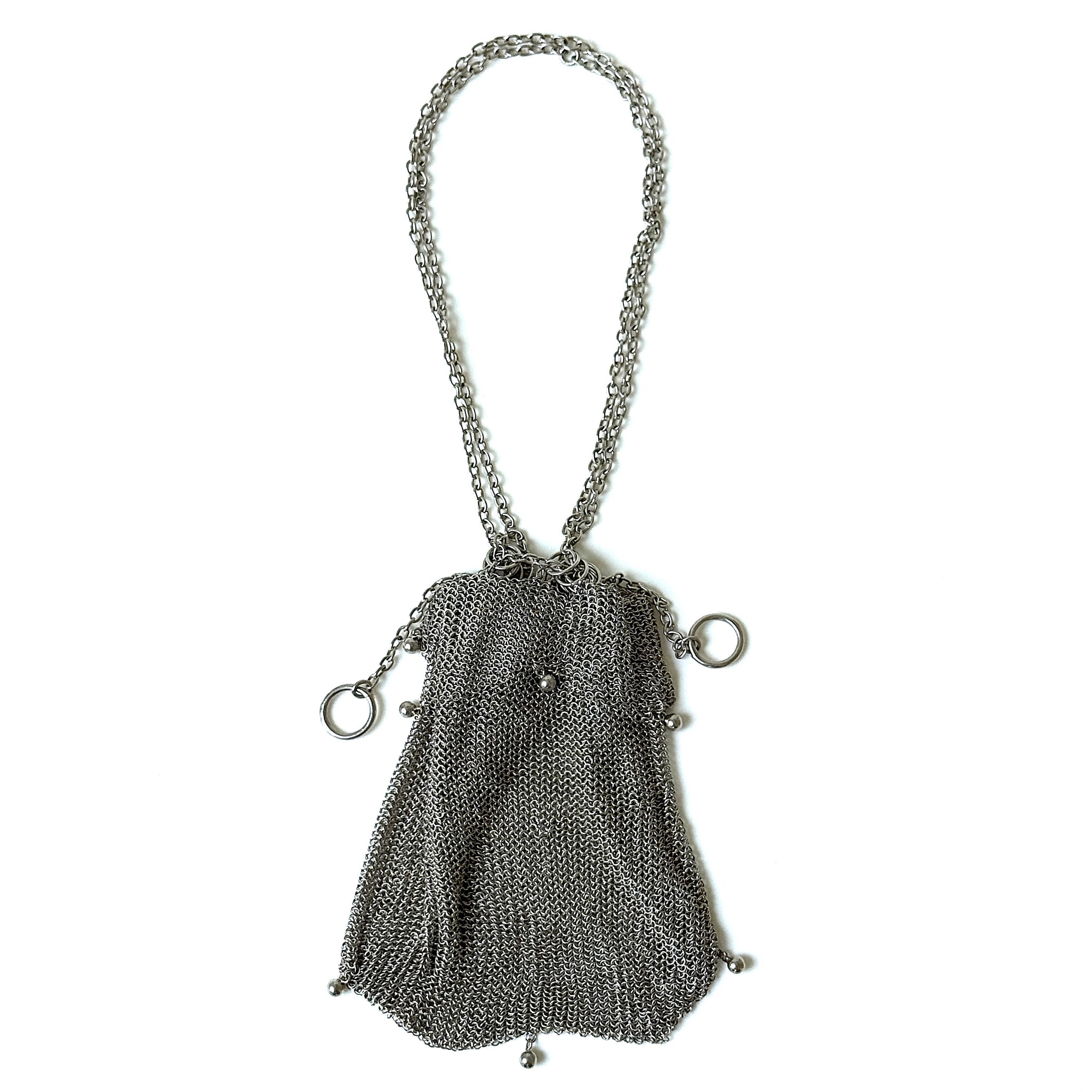 Antique Sterling Silver Mesh Drawstring Purse