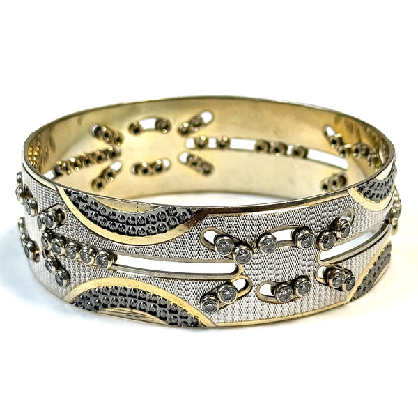 Gilded Silver and Crystal “Jingle Jangle” Bangle Bracelet