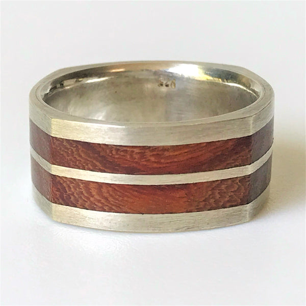 Sterling Silver and Zericote Wood Ring