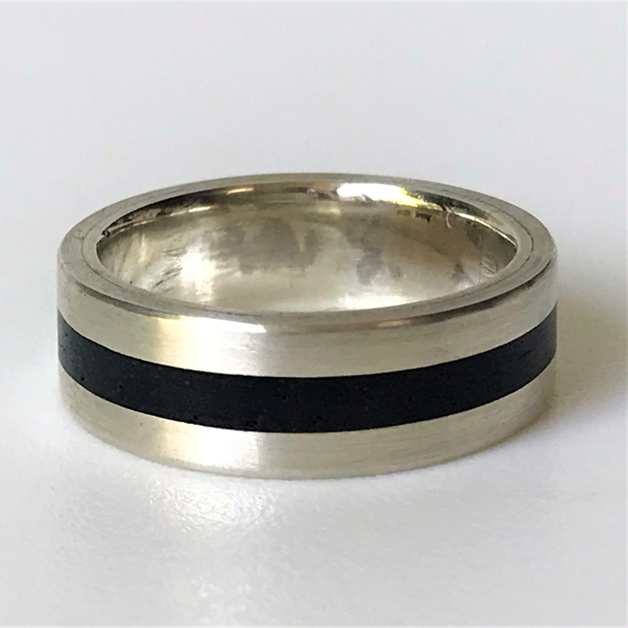 Sterling Silver and African Black Wood Ring