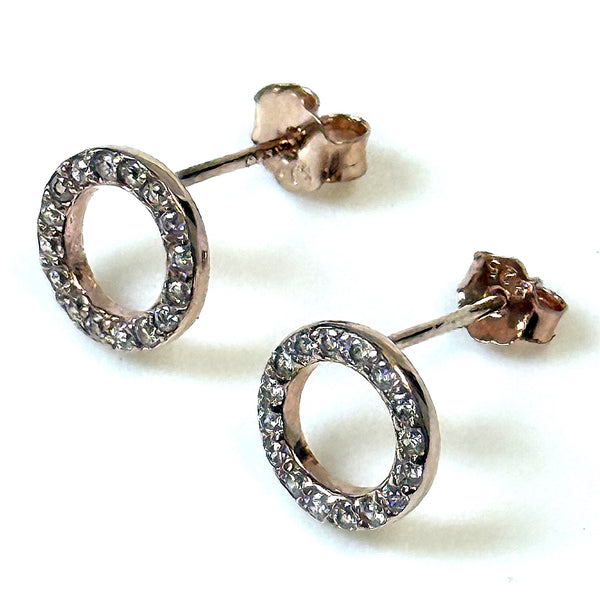 Petite Gilded Sterling Silver and Cubic Zirconia Stud Earrings
